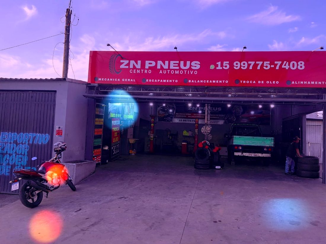 Fachada ZN Pneus Centro Automotivo na Avenida Sandro Antônio Mendes em Sorocaba